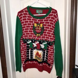 Ugly Christmas Sweater Brand Christmas Fireplace Large Ugly Sweater